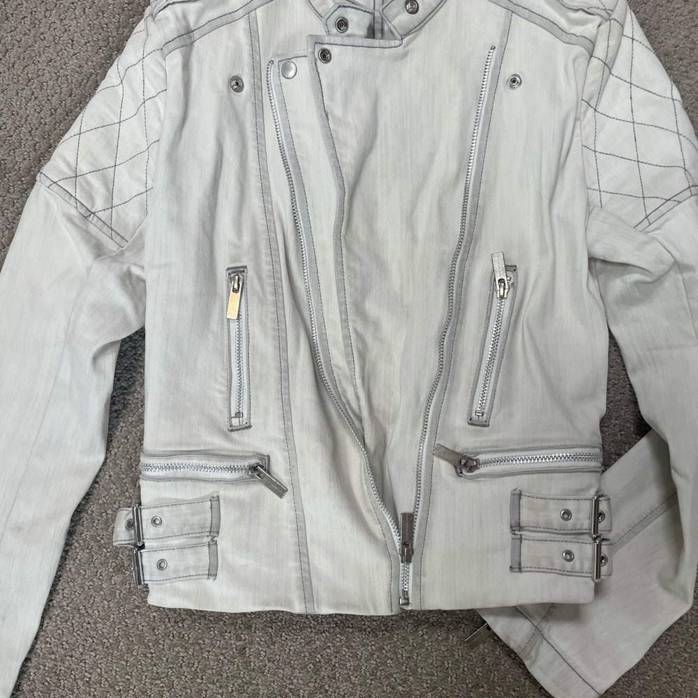 Christopher Kane Gray Leather Biker Jacket